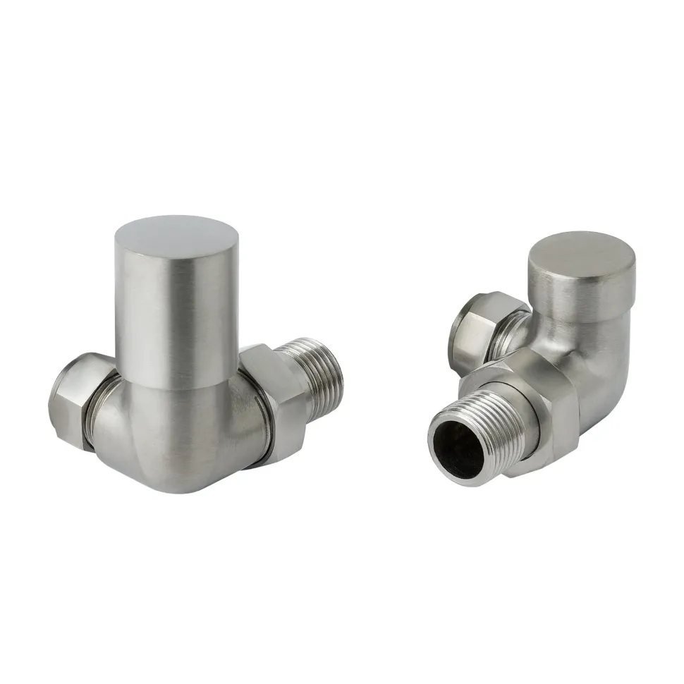 Inox Brushed Stainless Steel Corner Radiator Valves (Pair)