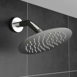 Inox Glide Extra Slim Brushed Stainless Steel Fixed Shower Head - 300mm