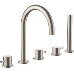Inox 5 Hole Deck Mounted Stainless Steel Bath Shower Mixer with Pull Out Handset