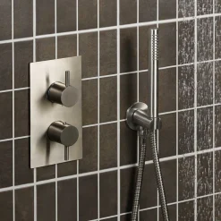 Inox 3 Outlet Concealed Thermostatic Shower Valve - Brushed Stainless Steel