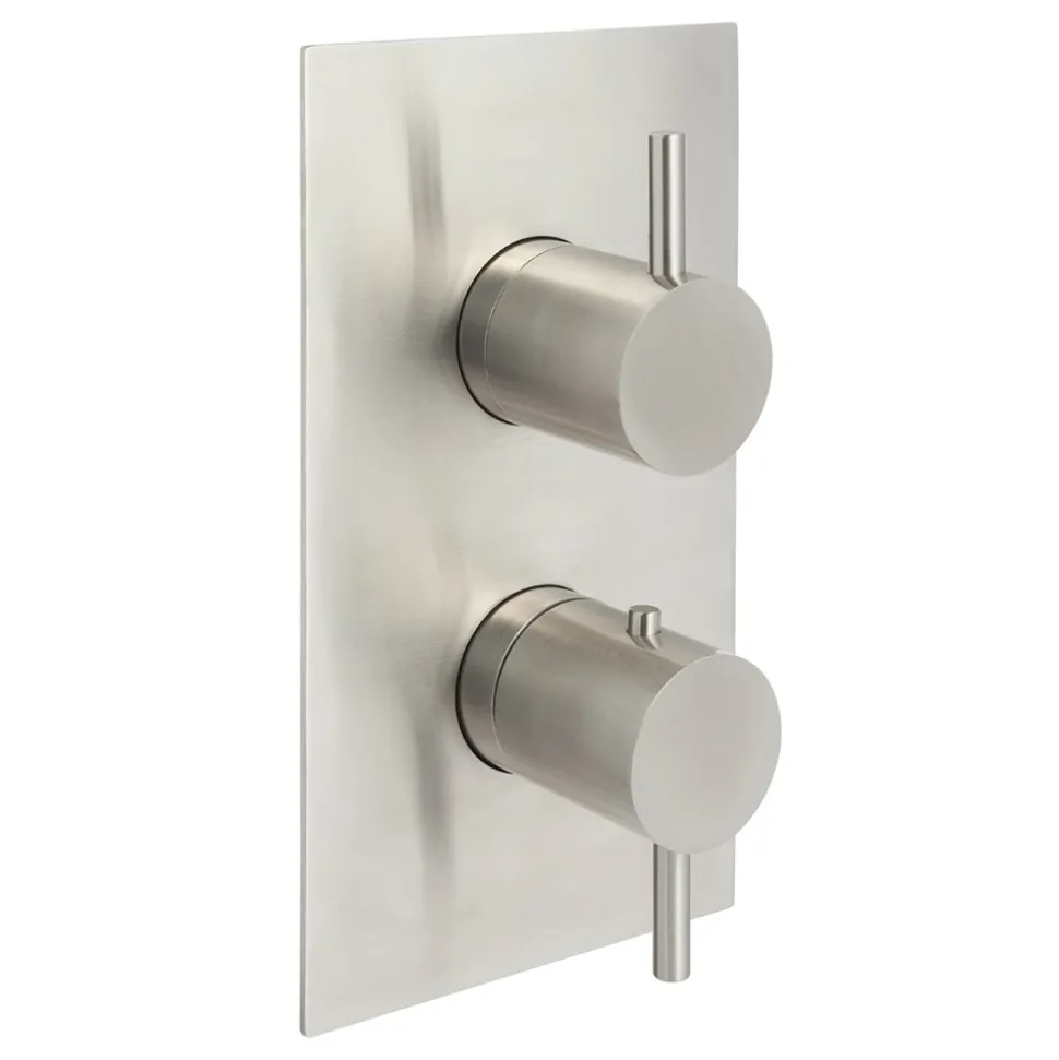 Inox 3 Outlet Concealed Thermostatic Shower Valve - Brushed Stainless Steel