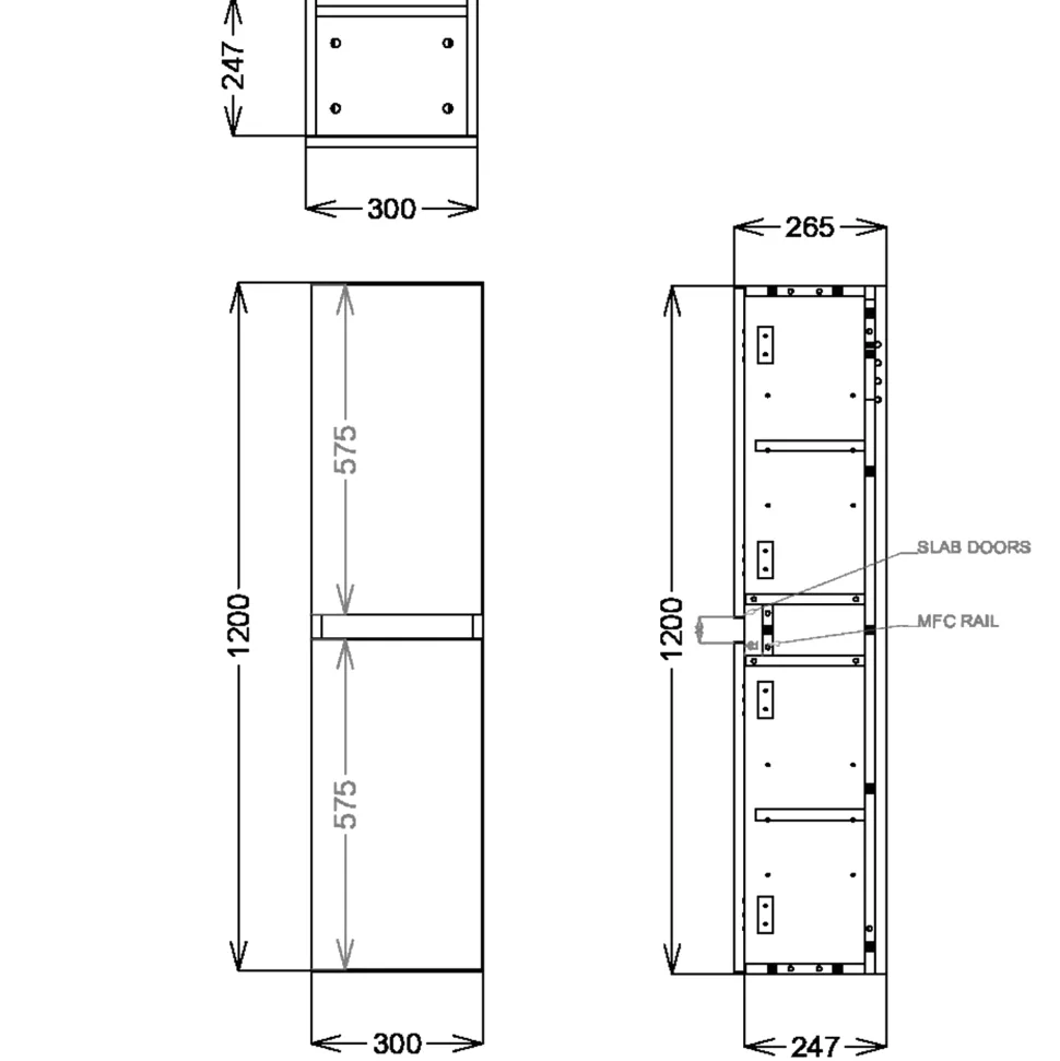 Isla/Freddie 1200mm Wall Mounted Tall Storage Cabinet