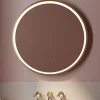 Isla LED Illuminated Round Brushed Brass Framed Mirror with Demister Pad & Colour Change LEDs - 600mm