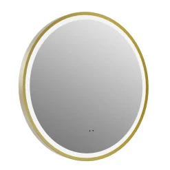 Isla LED Illuminated Round Brushed Brass Framed Mirror with Demister Pad & Colour Change LEDs - 600mm