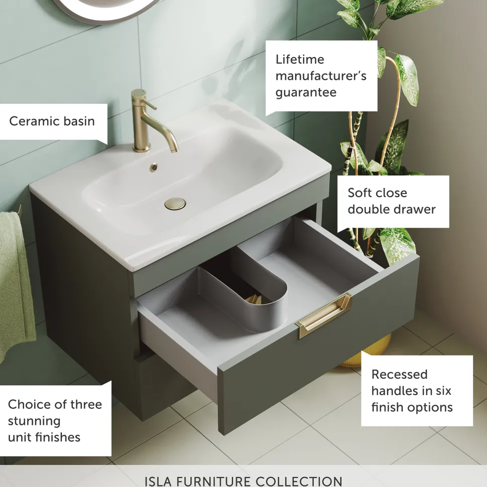 Isla 600mm Wall Hung Vanity Unit & Basin
