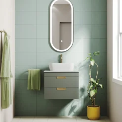 Isla 600mm Wall Hung Vanity Unit & Marble Sintered Stone Countertop