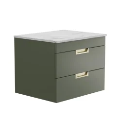 Isla 600mm Wall Hung Vanity Unit & Marble Sintered Stone Countertop