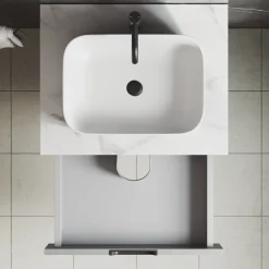 Isla 600mm Wall Hung Vanity Unit & Marble Sintered Stone Countertop