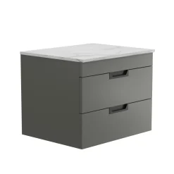 Isla 600mm Wall Hung Vanity Unit & Marble Sintered Stone Countertop