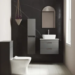 Isla 600mm Wall Hung Vanity Unit & Marble Sintered Stone Countertop