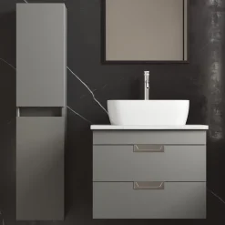 Isla 600mm Wall Hung Vanity Unit & Marble Sintered Stone Countertop