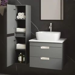 Isla 600mm Wall Hung Vanity Unit & Marble Sintered Stone Countertop
