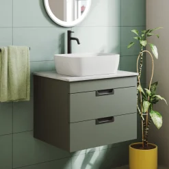 Isla 600mm Wall Hung Vanity Unit & Marble Sintered Stone Countertop
