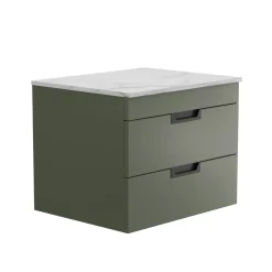 Isla 600mm Wall Hung Vanity Unit & Marble Sintered Stone Countertop