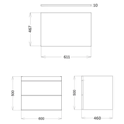 Isla 600mm Wall Hung Vanity Unit & Marble Sintered Stone Countertop