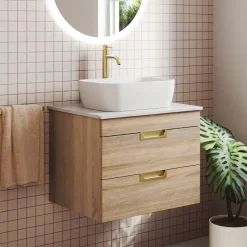 Isla 600mm Wall Hung Vanity Unit & Marble Sintered Stone Countertop