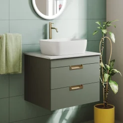 Isla 600mm Wall Hung Vanity Unit & Marble Sintered Stone Countertop