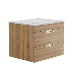Isla 600mm Wall Hung Vanity Unit & Marble Sintered Stone Countertop