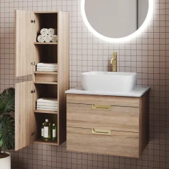 Isla 600mm Wall Hung Vanity Unit & Marble Sintered Stone Countertop