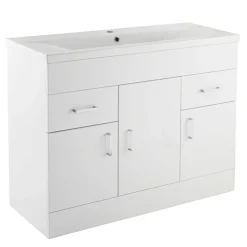 Jack Minimalist 1000mm White Gloss Floor Standing Vanity Unit & Basin
