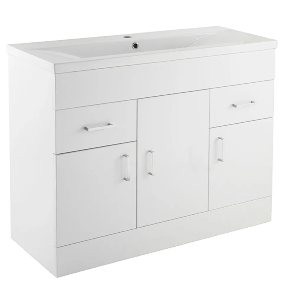 Jack Minimalist 1000mm White Gloss Floor Standing Vanity Unit & Basin