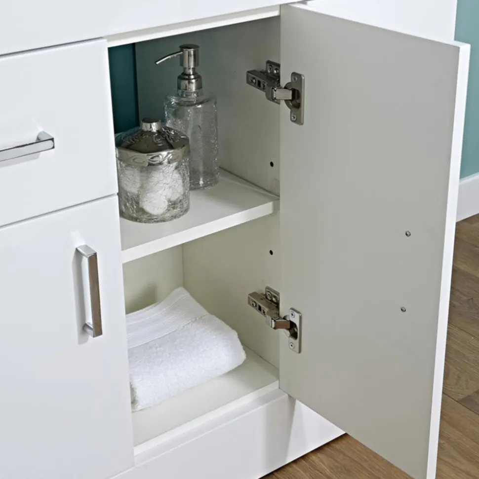 Jack Minimalist 1000mm White Gloss Floor Standing Vanity Unit & Basin