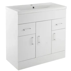 Jack Minimalist 800mm White Gloss Floor Standing Vanity Unit & Basin