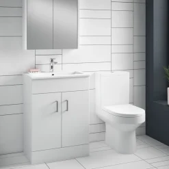 Jack Minimalist 600mm White Gloss Floor Standing Vanity Unit & Basin