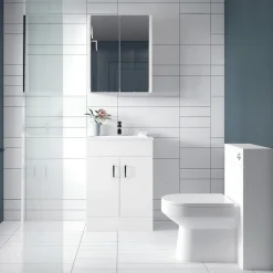 Jack Minimalist 600mm White Gloss Floor Standing Vanity Unit & Basin