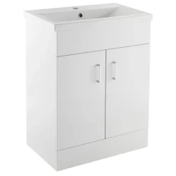 Jack Minimalist 600mm White Gloss Floor Standing Vanity Unit & Basin