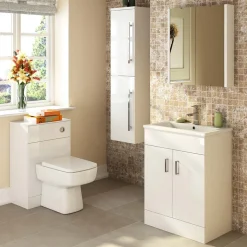 Jack Minimalist 600mm White Gloss Floor Standing Vanity Unit & Basin