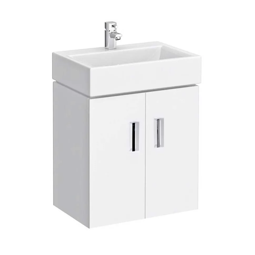 Jack 440mm Wall Mounted Gloss White Vanity Unit & Basin
