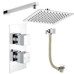 Jake Concealed Shower Valve, Fixed Shower Head & Overflow Bath Filler
