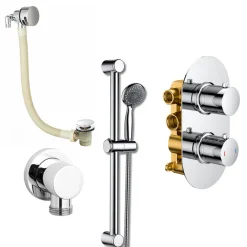 Jemima Concealed Shower Valve, Slide Rail Kit & Overflow Bath Filler