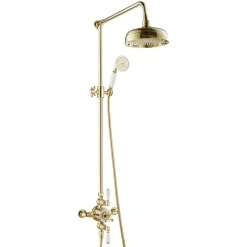 JTP Grosvenor Cross Exposed Dual Outlet Rigid Riser Thermostatic Shower Set
