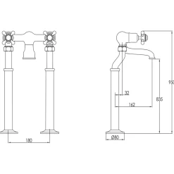 JTP Grosvenor Cross Floor Standing Bath Filler