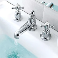 JTP Grosvenor Cross 3 Hole Deck Mounted Basin Mixer Tap