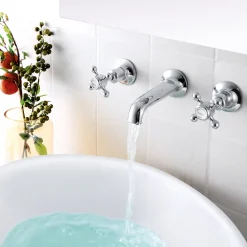 JTP Grosvenor Cross 3 Hole Wall Mounted Basin Mixer Tap