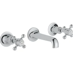 JTP Grosvenor Cross 3 Hole Wall Mounted Basin Mixer Tap