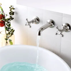 JTP Grosvenor Cross 3 Hole Wall Mounted Basin Mixer Tap