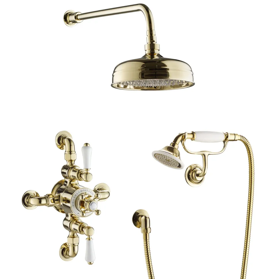 JTP Grosvenor Cross 2 Outlet Exposed Thermostatic Shower Valve with Shower Handset