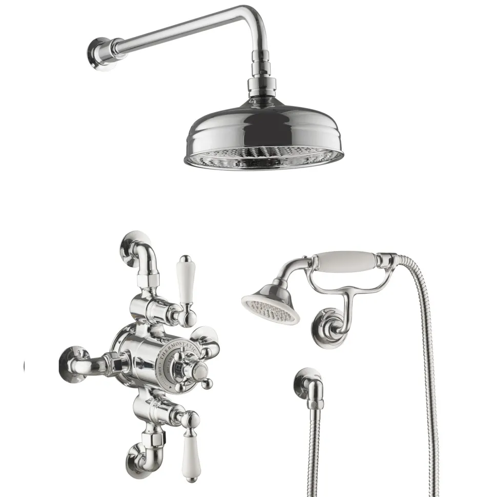 JTP Grosvenor Cross 2 Outlet Exposed Thermostatic Shower Valve with Shower Handset