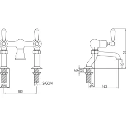 JTP Grosvenor Lever Deck Mounted Bath Filler Tap