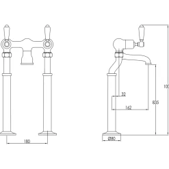 JTP Grosvenor Lever Floor Standing Bath Filler