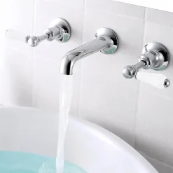 JTP Grosvenor Lever 3 Hole Wall Mounted Basin Mixer Tap