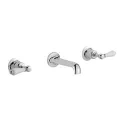JTP Grosvenor Lever 3 Hole Wall Mounted Basin Mixer Tap