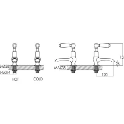 JTP Grosvenor Lever Long Nose Basin Pillar Taps