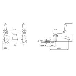 JTP Grosvenor Lever Wall Mounted Bath Filler Tap
