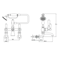 JTP Grosvenor Lever Wall Mounted Bath Shower Mixer With Kit