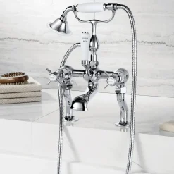 JTP Grosvenor Pinch Deck Mounted Bath Shower Mixer With Kit